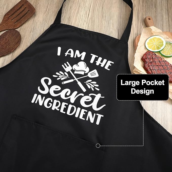 Jeyiour 3 Pack Funny Cooking Aprons Women Oil-proof Kitchen Aprons with Pockets for Home Chef BBQ Mother Day Birthday Gifts(Black)