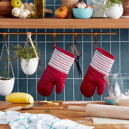 KitchenAid Albany Oven Mitt 2-Pack Set, Passion Red, 7"x13"