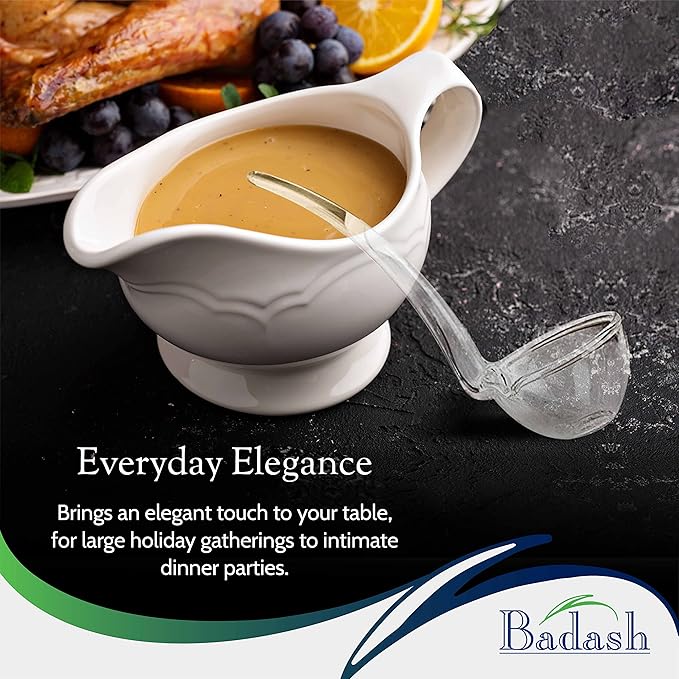 Badash 6" Small Glass Gravy Ladle, Artisan Heritage Quality Mouth-Blown Lead-Free Crystal, Elegant Small Spoon-Sized Serving Clear Utensil perfect For Sauce & Salad Dressing, Presentation Packaging