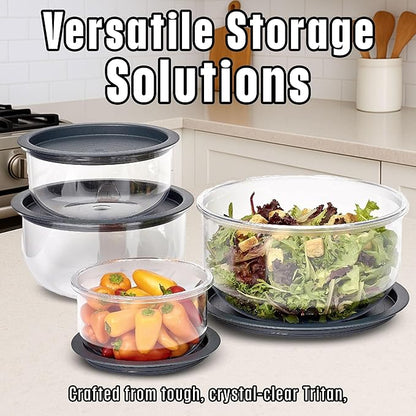 Buddeez Tritan™ Bowl Set 8 Piece - Crystal Clear Nesting Storage Bowls for Kitchen - BPA Free Mixing Bowls with Lids - Image 5