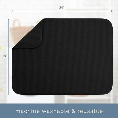 S&T INC. Dish Drying Mat XL 2 Pack, 18” x 24”, Absorbent Microfiber Kitchen Counter Mat, Dish Drying Pad for Dishes, Utensils, Pots and Pans, Extra Large, Black - Image 6