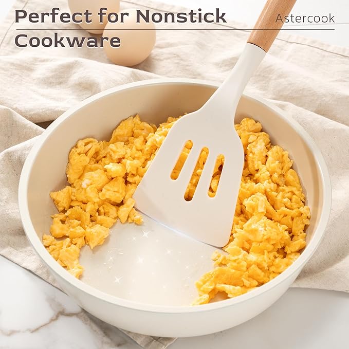 Astercook Kitchen Utensils set, 39 PCS Silicone Cooking Utensils Set with Wooden Handle, 446°F Heat Resistant Food Grade Utensil Sets, BPA Free Kitchen Gadgets Tools Set for Mothers Day Gifts - Image 4