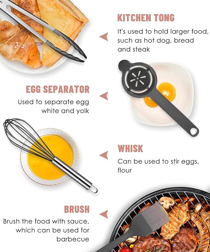 Kitchen Utensils Set-12 Pieces Silicone Cooking Utensils Set (Dishwasher Safe) 392°F Heat Resistant Spatula Set, Nonstick Cookware - Image 5