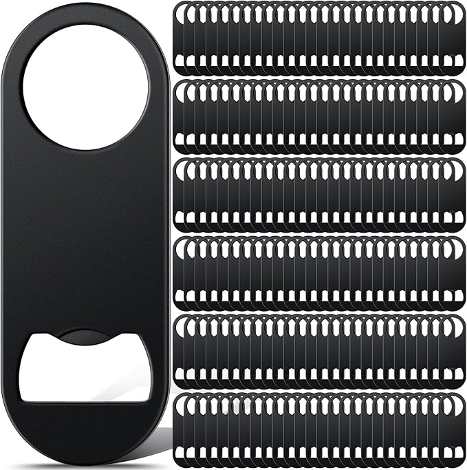 Remerry Bottle Openers Stainless Steel Flat Bottle Opener Bulk 3.4 x 1.3 Inches Bartender Beer Key Soda Can Mini Speed for Kitchen, Bar or Restaurant(Black,150 Pcs) by Remerry