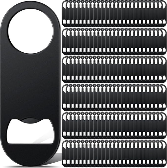 Remerry Bottle Openers Stainless Steel Flat Bottle Opener Bulk 3.4 x 1.3 Inches Bartender Beer Key Soda Can Mini Speed for Kitchen, Bar or Restaurant(Black,150 Pcs) by Remerry