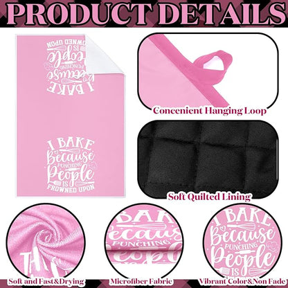 Sratte 6 Pcs Kitchen Decor Accessories Set Farmhouse Towels Pot Holders Oven Mitts Set 2 Dish Towels 2 Potholders 2 Cooking Mittens Oven Glove for Baking Cooking(Light Pink,Kitchen) - Image 6