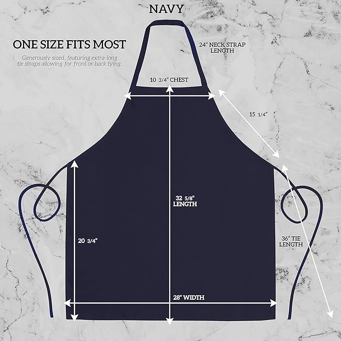 GREEN LIFESTYLE 120 Pack Professional Chef Apron– Grilling Aprons for Men, Waterproof Cooking Apron for BBQ, Work or Restaurant Use, Kitchen Aprons for Women – Navy Blue, No Pockets - Image 2