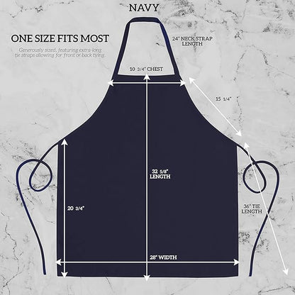 GREEN LIFESTYLE 120 Pack Professional Chef Apron– Grilling Aprons for Men, Waterproof Cooking Apron for BBQ, Work or Restaurant Use, Kitchen Aprons for Women – Navy Blue, No Pockets - Image 2