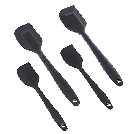 Amazon Basics Non-Stick Heat Resistant Silicone Spatula Set, Dishwasher Safe, BPA Free, Food Grade, 2 Small & 2 Large, Black, Pack of 4 - Image 2
