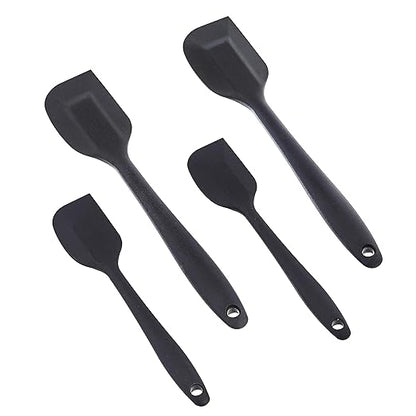 Amazon Basics Non-Stick Heat Resistant Silicone Spatula Set, Dishwasher Safe, BPA Free, Food Grade, 2 Small & 2 Large, Black, Pack of 4 - Image 2