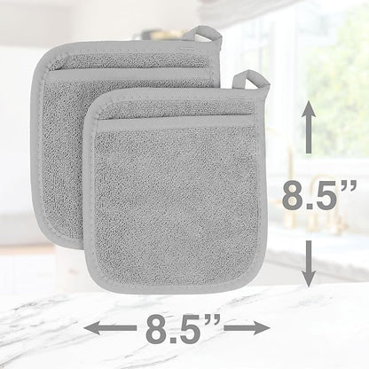 RITZ Terry Pocket Mitt & Hot Pad: Unparalleled Heat Resistant, Durable 100% Cotton – Ergonomically Designed for Optimal Grip – Easy-Care Machine Washable – 4-Pack, Titanium Grey - Image 8