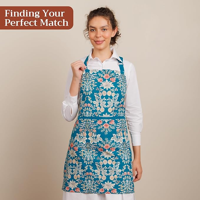 Maison d' Hermine 100% Cotton Apron for women with Pocket Kitchen Chef Apron for Men Cooking Mothers Day Gifts