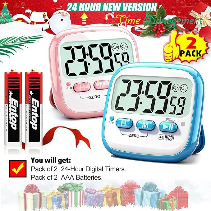 Antonki 2 Pack Classroom Timers for Kids Teachers, Magnetic Countdown Digital Kitchen Timer for Cooking, Study, Exercise, Games, Time Mangement - Loud/Silent Mode - Battery Included - Image 9