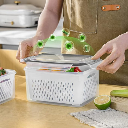 5 PCS Fruit storage Containers for Fridge with Removable Colander and Chopper Set, Leakproof Food Storage Containers with lids, Dishwasher & Microwave Safe Produce Containers to Keep Fruits Fresh ﻿ - Image 8