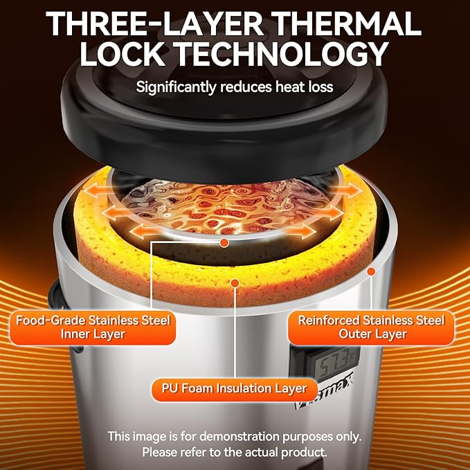 Commercial Insulated Beverage Dispenser with Stand, 2 Gallon Hot Water Dispenser, Hot & Cold Drink Dispenser Temperature Display, for Tea,Coffee(Silver) - Image 5