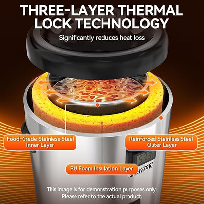 Commercial Insulated Beverage Dispenser with Stand, 2 Gallon Hot Water Dispenser, Hot & Cold Drink Dispenser Temperature Display, for Tea,Coffee(Silver) - Image 5