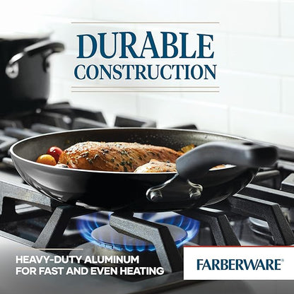 Farberware Cookstart DiamondMax Nonstick Cookware/Pots and Pans Set with Glass Lids, Dishwasher Safe, Includes Baking Pan and Kitchen Cooking Tools, 15 Piece - Black - Image 5