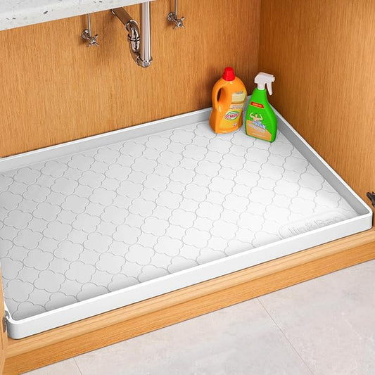 Jin&Bao Waterproof Under Sink Mat 31" x 22", Thick Silicone Mat Cabinet Protector for Kitchen and Bathroom, Shelf Liner, Home Organizer and Storage, Multipurpose Tray for Gadgets and Essentials by Jin%26Bao