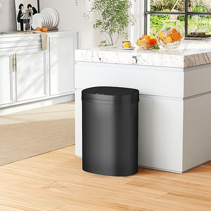 PayLessHere | 13 Gallon Plastic Trash Can | Black | Automatic Touchless Lid with Motion Sensor | Kitchen Garbage Can with Waterproof Design | for Home, Office, Bathroom | Pack of 1 - Image 2