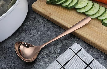 Comicfs Soup Ladle, 4 Pack Durable SUS 304 Stainless Steel with Polished Titanium Plated Big Volume Soup Spoon, Kitchen Gadget Utensil 8-Inch (Rose Gold) - Image 4