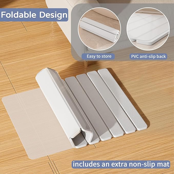 Foldable Stone Bath Mat, Quick Dry Stone Drying Mats for Bathroom, Super Absorbent Bath Mat, Non Slip, Large Diatomaceous Earth Dish Drying Mats for Kitchen Counter 23.5 x 15.4in, White - Image 5