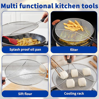 Splatter Screen for Frying Pan - 10’’ Stainless Steel Grease Splatter Guard with Grip Handle- Ultra Fine Mesh Cover Oil Splash when Sizzling Bacon, Cooking Fried Chicken or Popcorn - Image 6