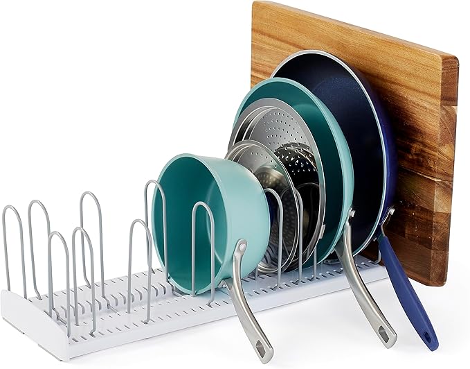 YouCopia StoreMore Expandable Pan and Lid Rack, 12.5"-22" Wide Adjustable Pan Organizer for Kitchen Cabinet Storage, Classic Edition by YouCopia