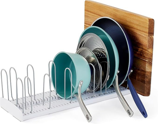YouCopia StoreMore Expandable Pan and Lid Rack, 12.5"-22" Wide Adjustable Pan Organizer for Kitchen Cabinet Storage, Classic Edition by YouCopia