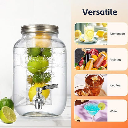 2 Gallon Drink Dispensers for Parties, 2 Pack Glass Beverage Dispenser with Stand & 18/8 Stainless Steel Spigot, Lemonade Jug for Wedding, Picnic, BBQ - Image 5