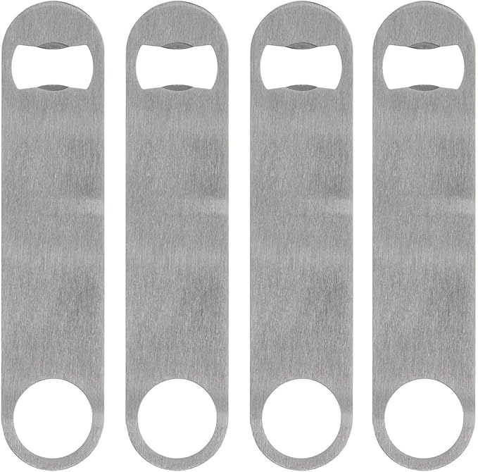 KISEER Heavy Duty Stainless Steel Flat Bottle Opener, 4 Pack Beer Bottle Opener for Kitchen, Bar or Restaurant by KISEER