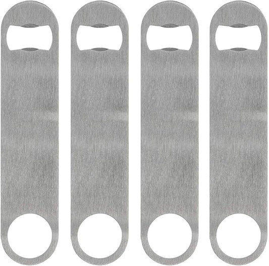 KISEER Heavy Duty Stainless Steel Flat Bottle Opener, 4 Pack Beer Bottle Opener for Kitchen, Bar or Restaurant by KISEER