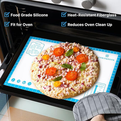 Silicone Pastry Mat,28" x 20" Nonstick Large Durable Silicone Sheet Mat with Measurement Non-slip Dough Rolling Mat for Pie Crust, Pizza, Cookies - Image 3