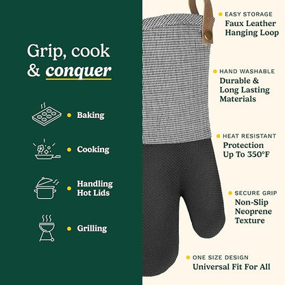 Cuisinart Kitchen Oven Mitts – Heat-Resistant Kitchen Mitts for Oven with Non-Slip Neoprene Palm, Long Cuff, and Cotton Filling – Durable Oven Gloves for Cooking, Baking, & Grilling - Image 5