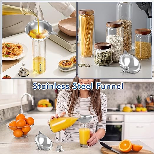 Serinar Stainless Steel Funnel (5.7 in. x 1 in. Mouth) with 30 Mesh Removable Stainless Steel Filter, Food Grade Metal Large Funnel for Kitchen, Liquids, Oils, Powders, Spices, Home Brewing. - Image 4