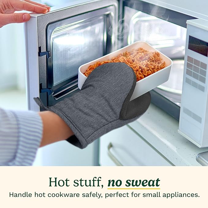 Cuisinart Mini Oven Mitts – 5.5” x 7” Heat-Resistant Kitchen Mitts for Oven with Non-Slip Neoprene Palm, Cotton Filling, and Fabric Loop – Durable Oven Mitt Set for Cooking & Baking (Chambray) - Image 2
