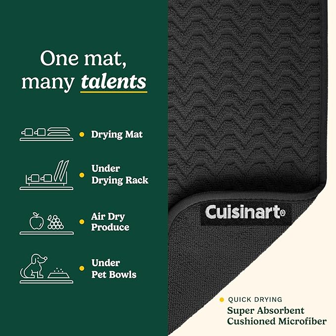 Cuisinart Dish Drying Mats for Kitchen Counter - (2) 18" x 24" Ultra Absorbent Dish Drying Mat XL - Foldable, Machine Washable, Fast Drying Dish Mat (Geostripe) - Image 3