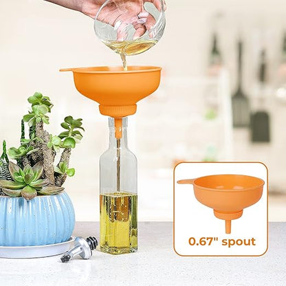 Wide Mouth Kitchen Funnel, Food Grade Plastic Cooking Canning Funnel with 4 Sizes Spouts for Filling Wide and Regular Mason Jars, Spray Dropper Oil Bottle Jug Spices Shampoo Sauce
