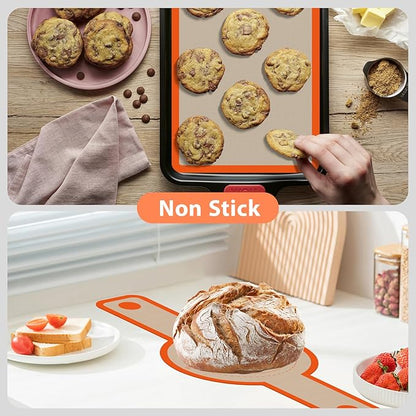 Silicone Baking Mat Set of 4, Nonstick Reusable Silicone Bread Sling & Loaf Pan Liners for Bread, Macaron Baking Mat for Macarons, Pastry - Image 2