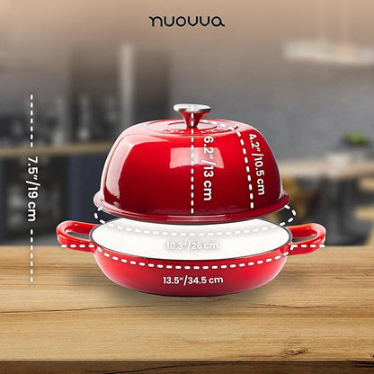 Enamelled Cast Iron Dutch Oven Pot – Dutch Oven For Sourdough Bread Baking – Cast Iron Bread Pot – Red, 6 Quarts, 26cm – by Nuovva - Image 2