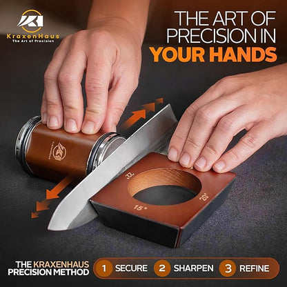 Tumbler Rolling Knife Sharpener Kit – Magnetic Manual System with 4 Angles & Walnut Base Diamond & Ceramic Discs | Kitchen Knife Sharpening Tool | Interchangeable, Easy & Safe Design - Image 3