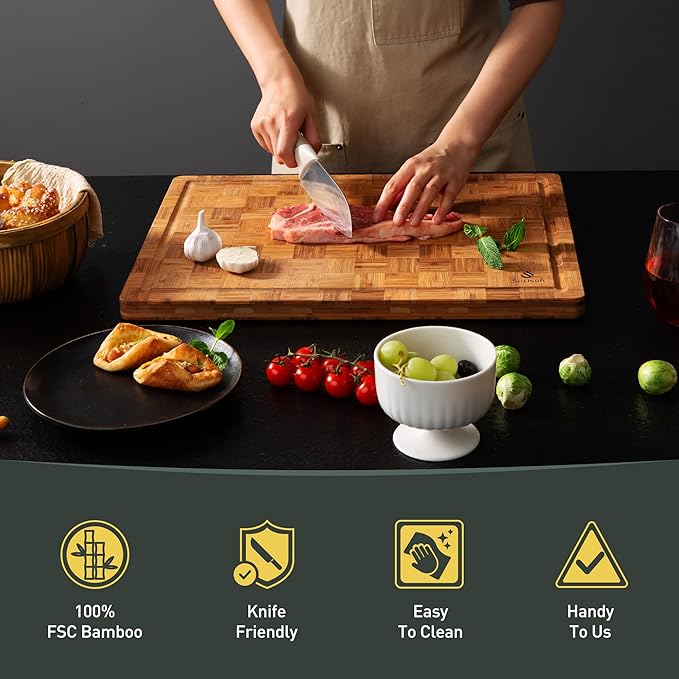 Extra Large Bamboo Cutting Board Non Slip Over Sink Kitchen 2025 First Apartment Essentials Wooden Cutting Board New Home Must Haves Accessories House Warming Decor Housewarming Hostess Host Gifts - Image 7