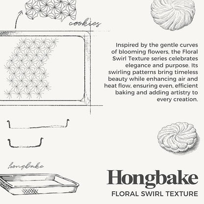 HONGBAKE Nonstick Baking Sheet Pan Set of 3, Cookie Sheets for Oven, Non-Toxic Half/Quarter/Jelly Roll Pans with Floral Swirl Texture, Heavy Duty 0.8mm Thick Oven Trays for Cooking, Dark Gray - Image 3