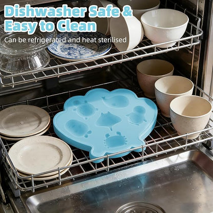 Fu Store Ice Cube Tray Shell Silicone Ice Cube Trays with Cute Marine Life Shapes Cubes Easy to Release Perfect for Freezer Home, Kitchen, Drinks, Cocktail, Coffee, Chocolate Mold (Blue)