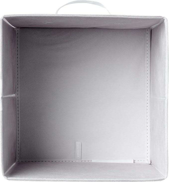 Amazon Basics Collapsible Fabric Storage Bins with Handles, Cube Organizer, 13"x13"x13", White, 6-Pack - Image 3