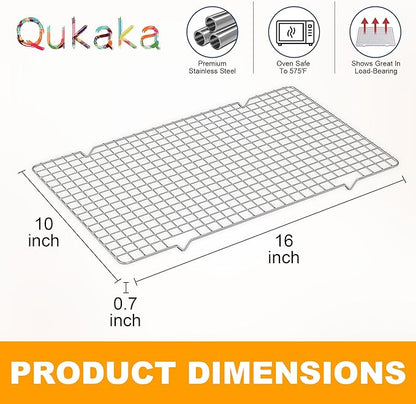 2PCS Cooling Racks for Cooking and Baking - 10" x 16"Heavy Duty Stainless Steel Wire Rack for Baking, Grilling, Roasting - Oven & Dishwasher Safe - Fits Half Sheet Pan（Silver） - Image 6