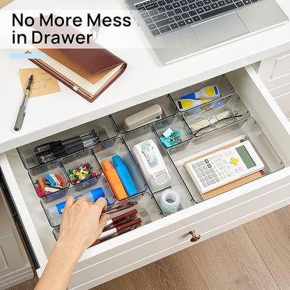 Vtopmart 25 PCS Office Desk Drawer Organizers Set, 4-Size Versatile Plastic Drawer Organizer Trays, Storage Bins for Desk Accessories Office Organizers and Storage, Bathroom, Makeup, Vanity - Image 4