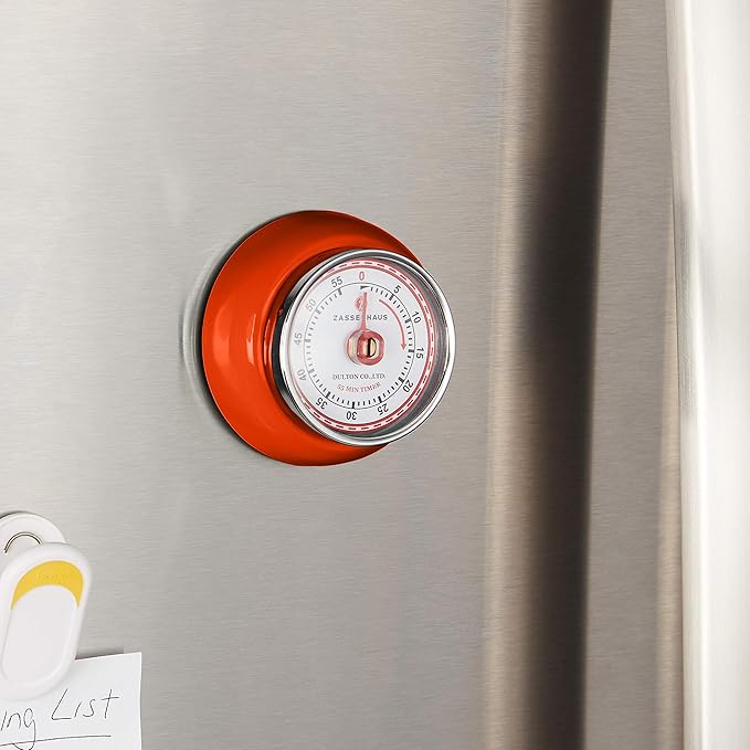 Zassenhaus Magnetic Retro Kitchen Timer, Classic Mechanical Cooking Timer (Orange), 2.75-Inch - Image 4