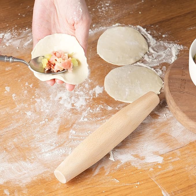 French Rolling Pin for Baking - Tuyotue 7.9 Inches Beech Wood Tapered Rolling Pin Dough Roller for Pizza Dough, Pie Crust Cookie Fondant Dumpling - Image 4