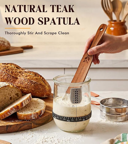 2 Pack Wooden Spurtle for Sourdough Starter, Mixing, Reaching Bottom of Jar, Dough Whisk, Natural from High Moist Resistance Teak, Spurtles Kitchen Tools Wooden Kitchen Utensils for Baking, Cooking - Image 4