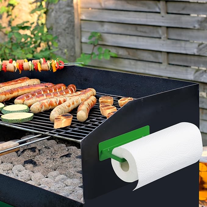 Magnetic Paper Towel Holder for Fridge Green,Heavy Duty Strong Magnet Backing for Toolbox,Grill,BBQ Griddles,RV Tailgates,Microwave,Fridge,Garage - Fit for Large Size of Paper Towel Roll